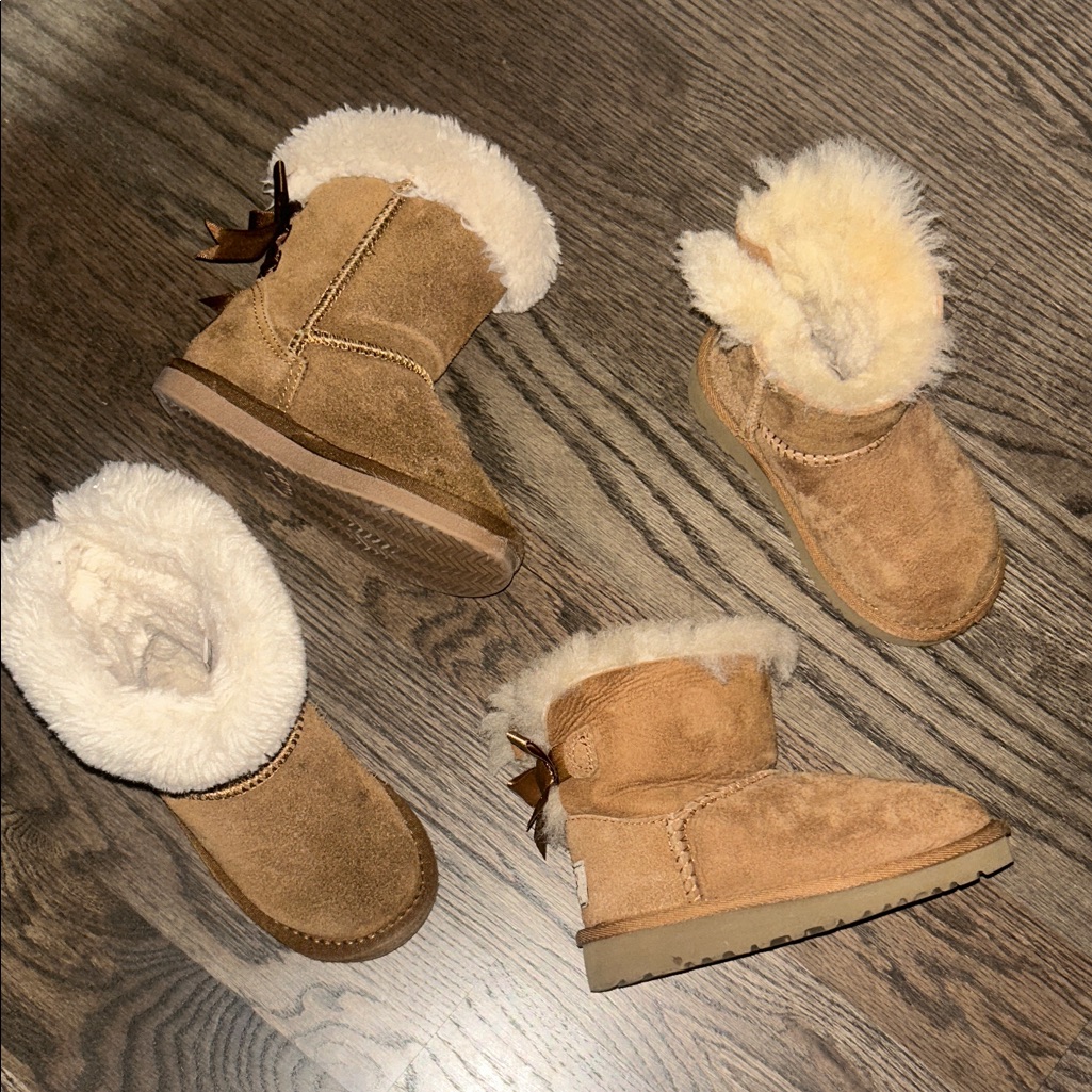Tan Ugg Toddler Boots With Cream Fur
